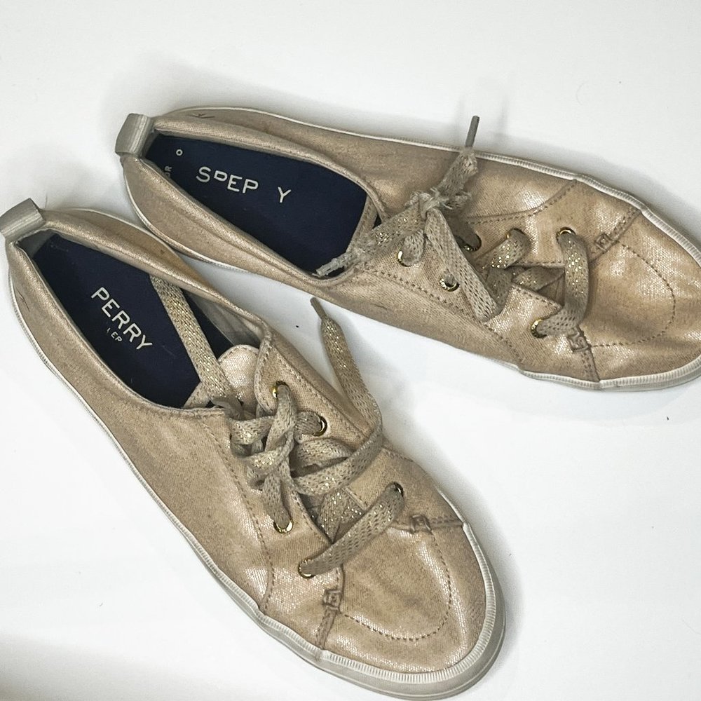 Gold Sperry Top Slider Sneakers-size 11